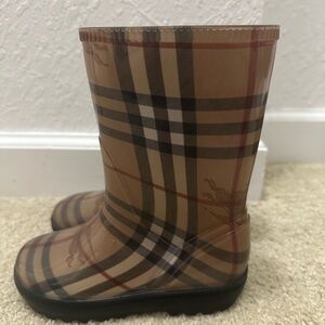 Burberry Kids Plaid Rain Boots - Brown and Black